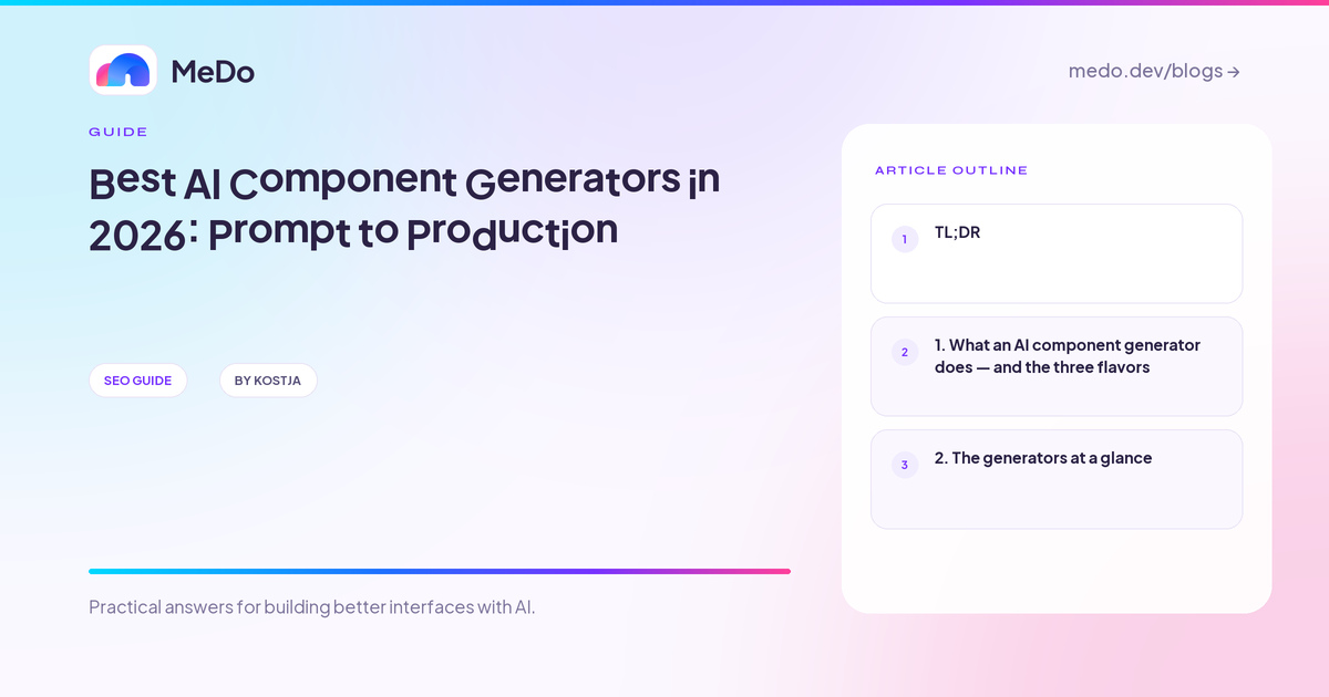Best AI Component Generators in 2026: Prompt to Production